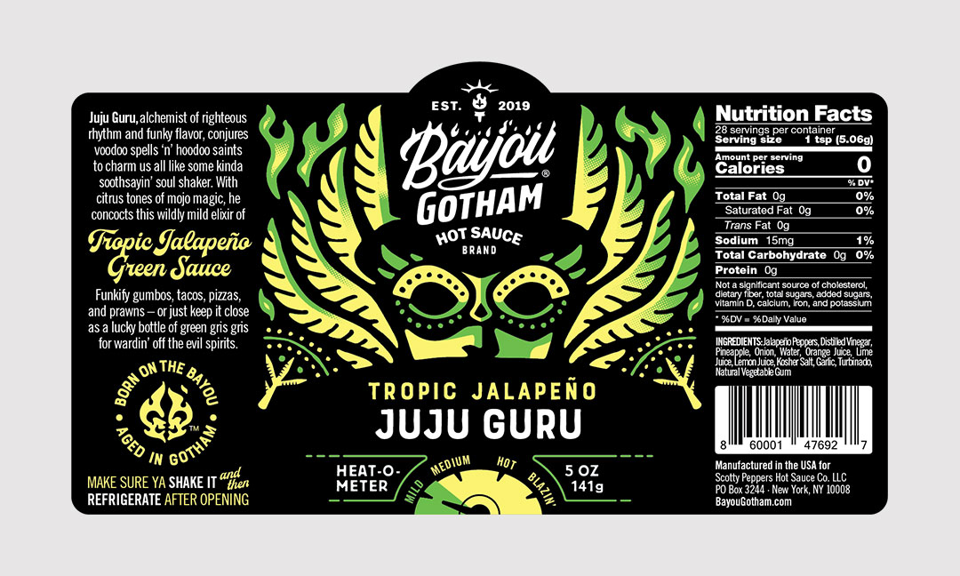BCBD-bayou-gotham-hot-sauce-juju-guru-label BCBD Juju Guru Label